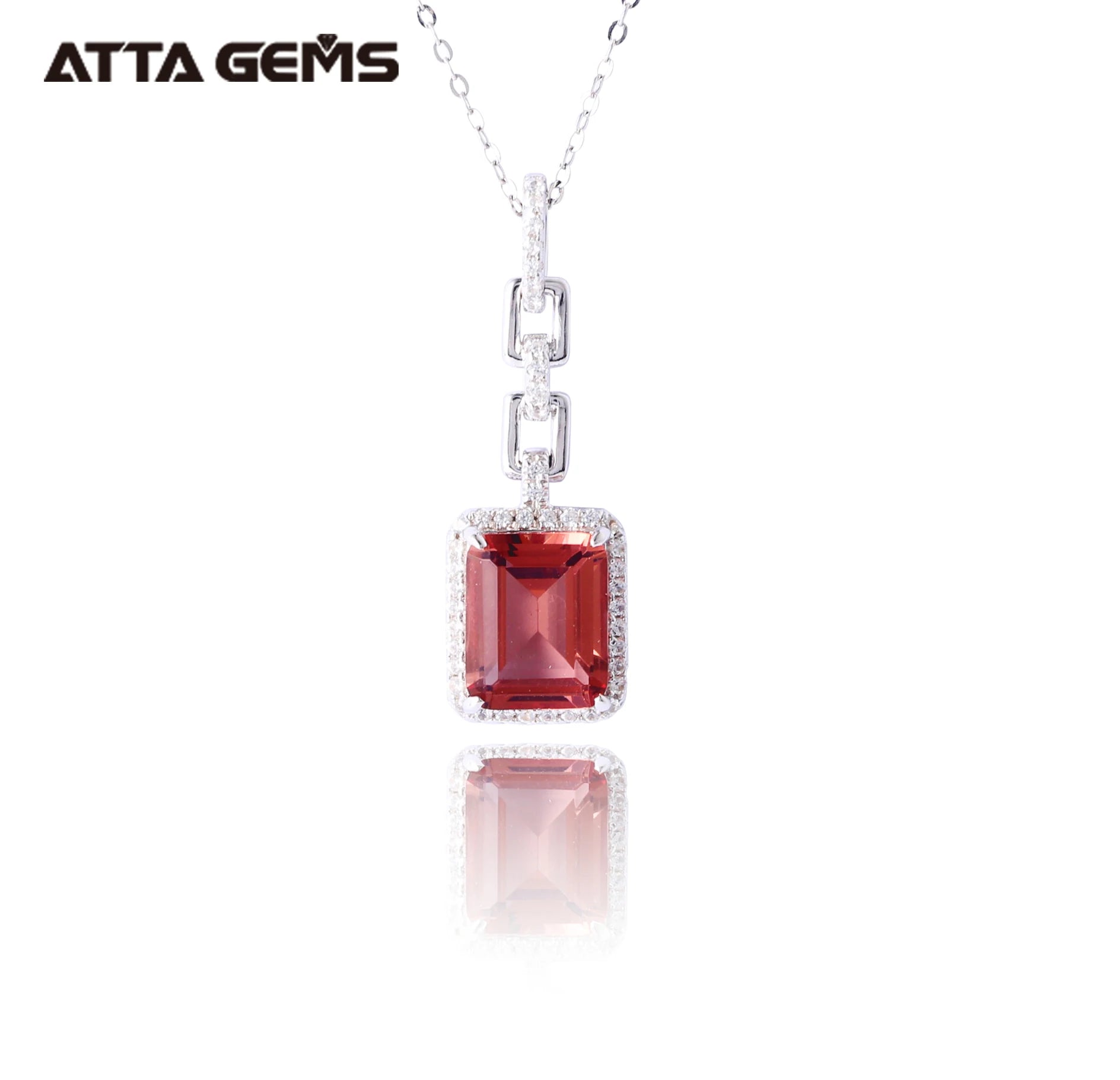 ATTA Fine Jewelry Necklace 10*8mm Emerald Cut Created Stones Color Change Zultanite Diaspore Glass 925 Sterling Silver Jewelr