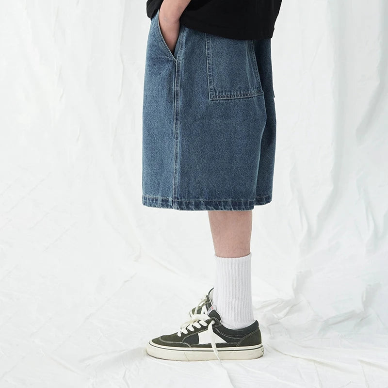 Streetwear Manufacturer Summer New Simple Loose Casual Pants  100 Cotton Denim Shorts for Men