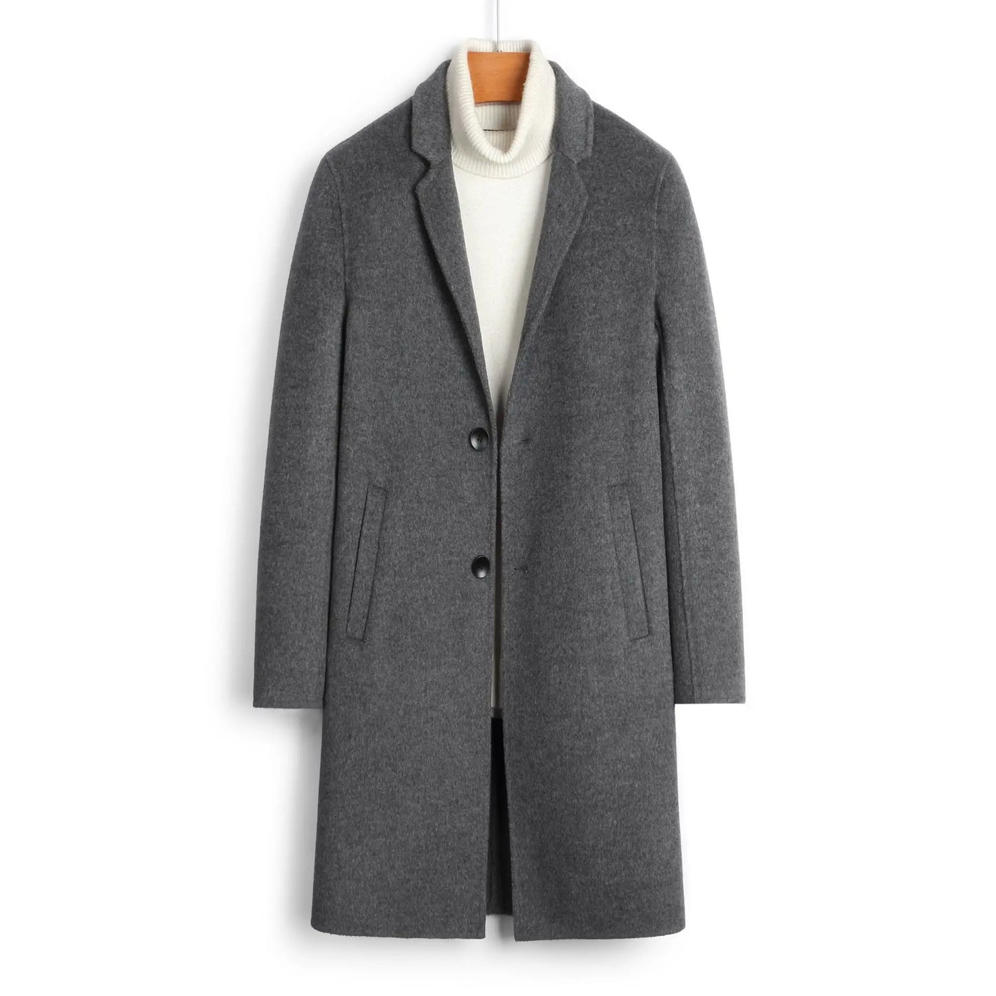 M-5XL Wool Reversible Coat New Suit Cashmere Coat Medium Long Wool Coat Long Windbreaker
