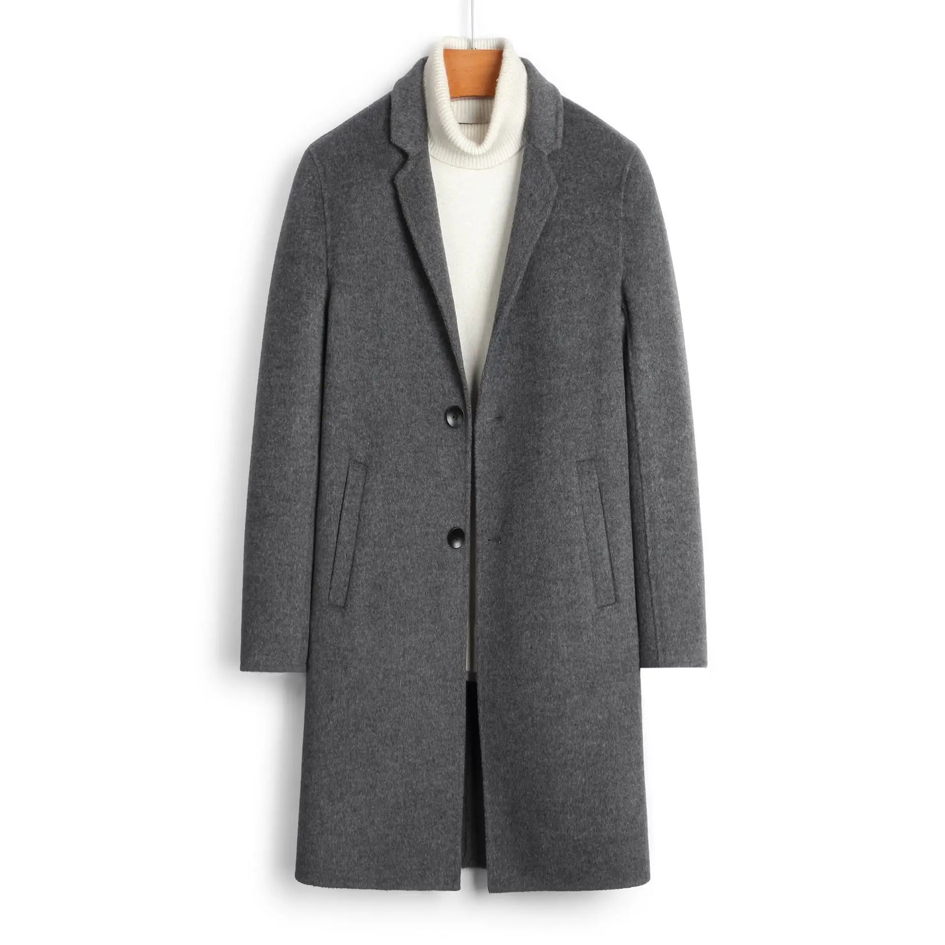 M-5XL Wool Reversible Coat New Suit Cashmere Coat Medium Long Wool Coat Long Windbreaker