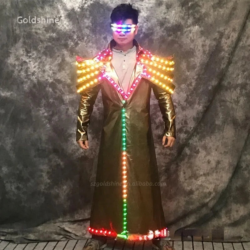 LED Robot Stage Performance Dress Kids Color Luminescent Spandex Garment New Rave LED Costumes Night Club Party Festival Show