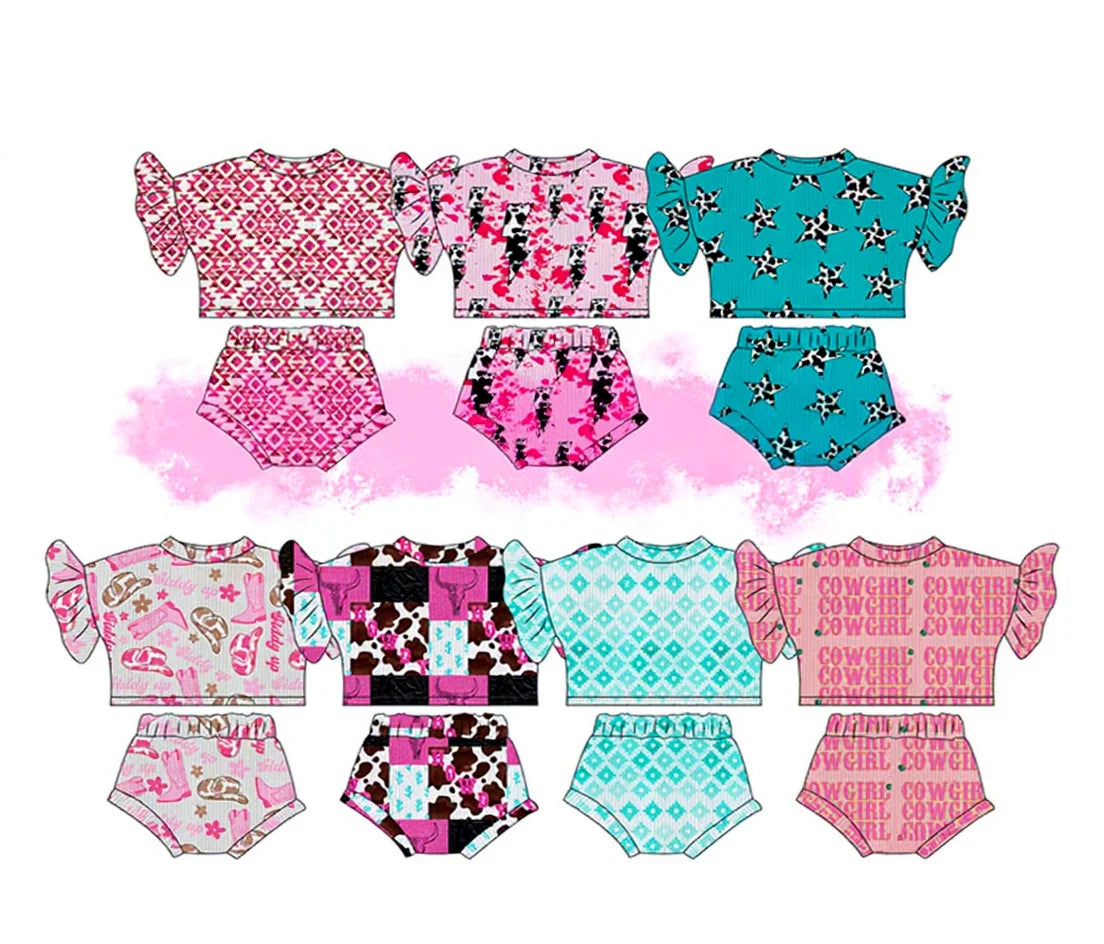 Custom Floral Print Girls Kid's Bathing Suit Two Piece Beachwear and Bikini Swimsuit for Children