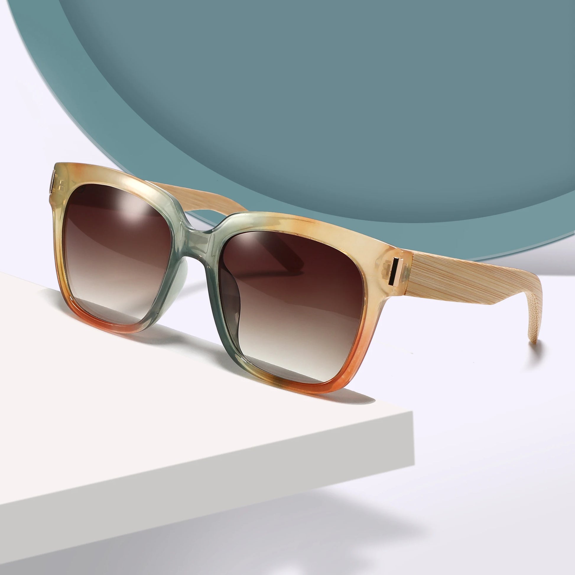CONCHEN 2024 Oversized PC Frame Colorful Bamboo Wood Sunglasses for Men Women Bamboo Sun Glasses