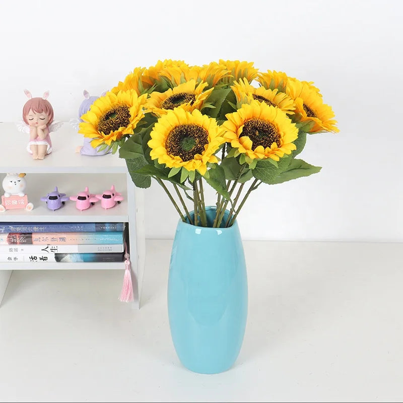 JCF205 Single Sunflower Simulation Flower Living Room Home Office Decor Wedding Flower Artificial Decoration
