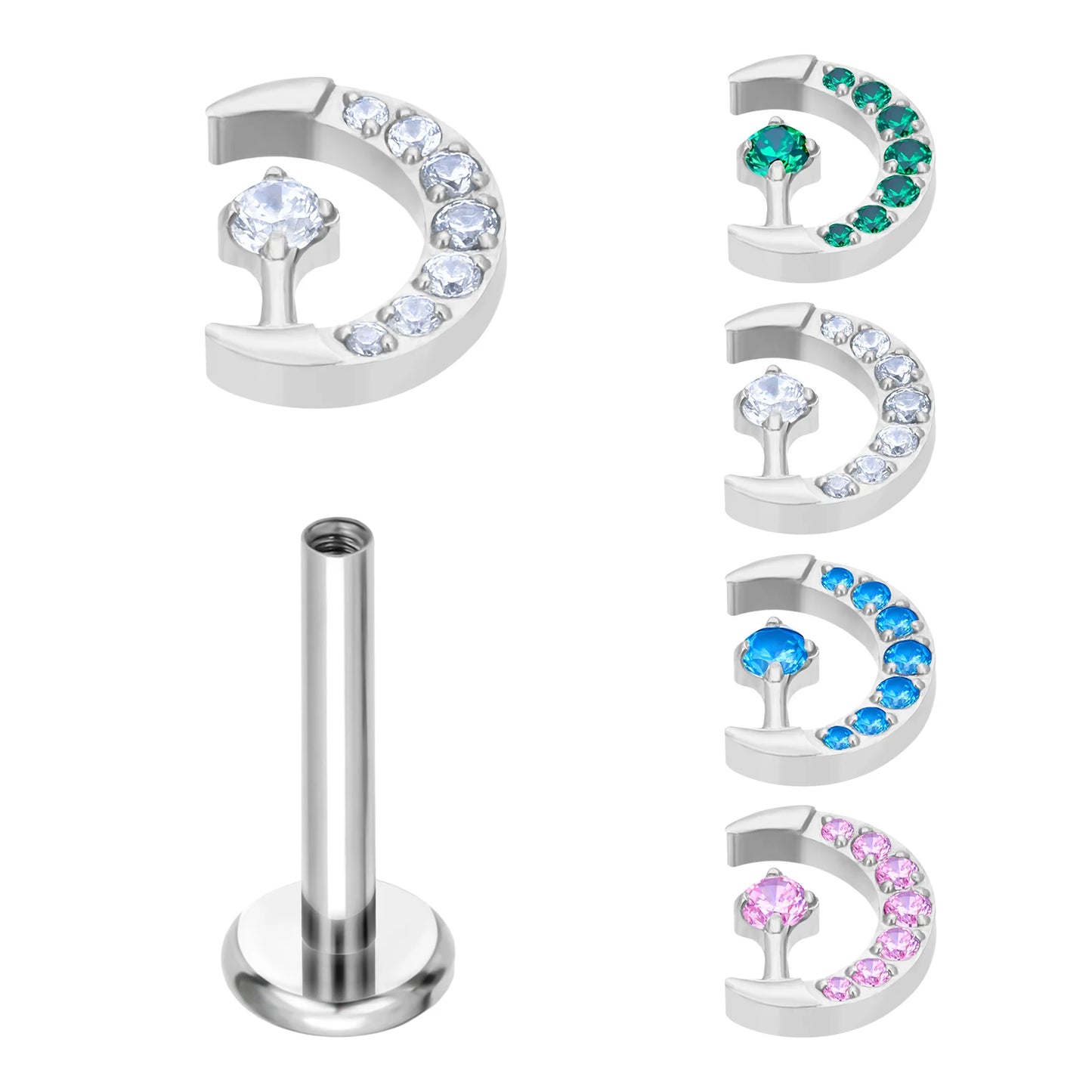 ASTM F136 Titanium Minimalist Moon Earrings Simple Internally Threaded 18g Labret Piercing Earrings Piercing Jewelry