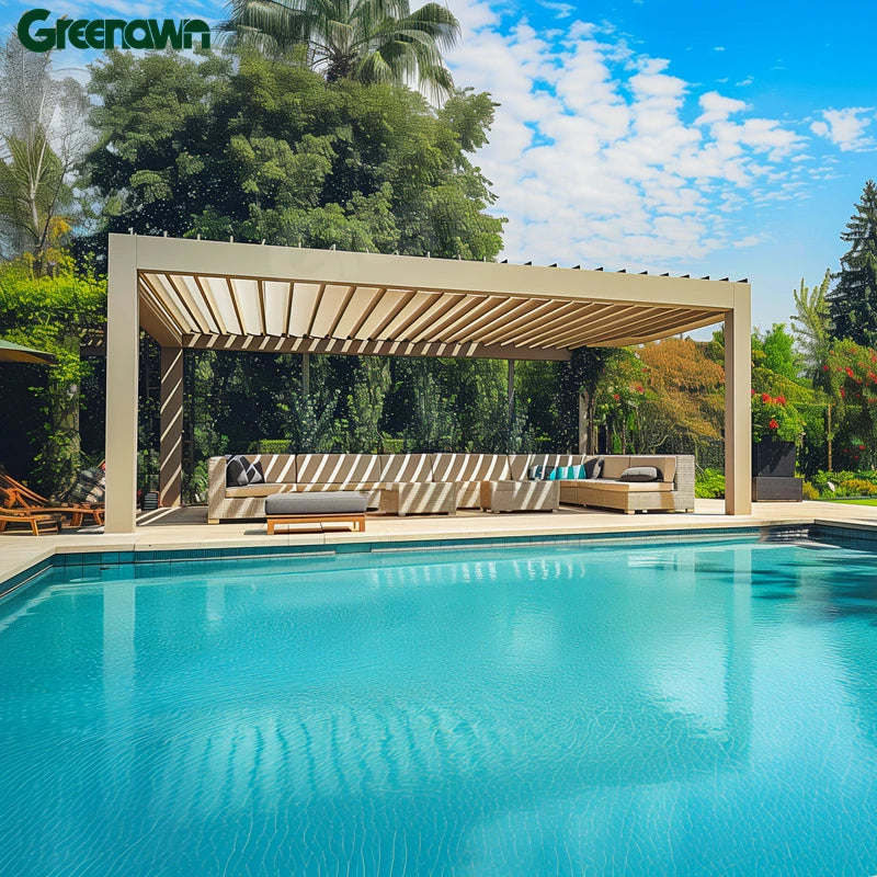 4x6 Aluminium Wall Mounted Chiusa a Vetri Tre Lati Pergola Roof Panel Pergola With Shade