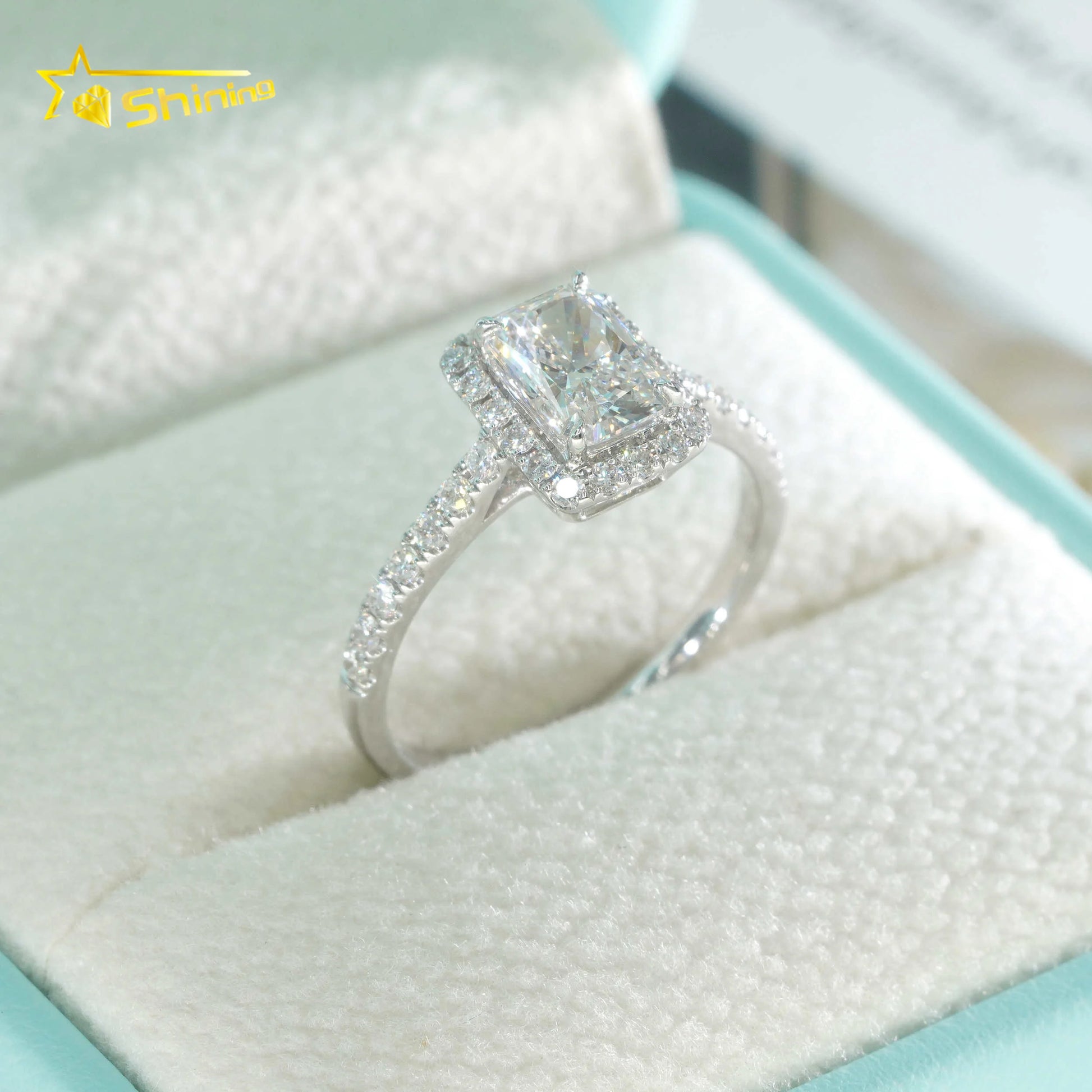 18K Solid Gold IGI Lab Diamond Ring 1.05ct Radiand Cut  Lab Diamond Ring Halo Engagement Wedding Rings with Certificate