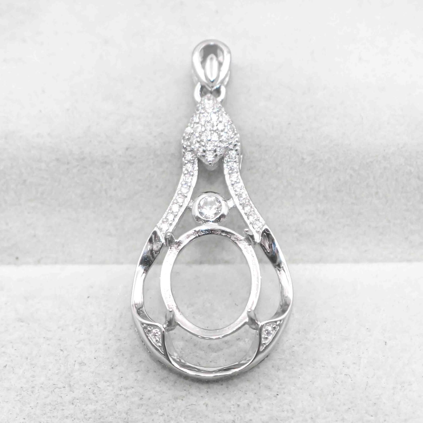 Sterling Silver 10*12mm Semi Mount Pendant Empty Frame Blank Support Setting S925 Base Holder Without Center Stone for DIY In