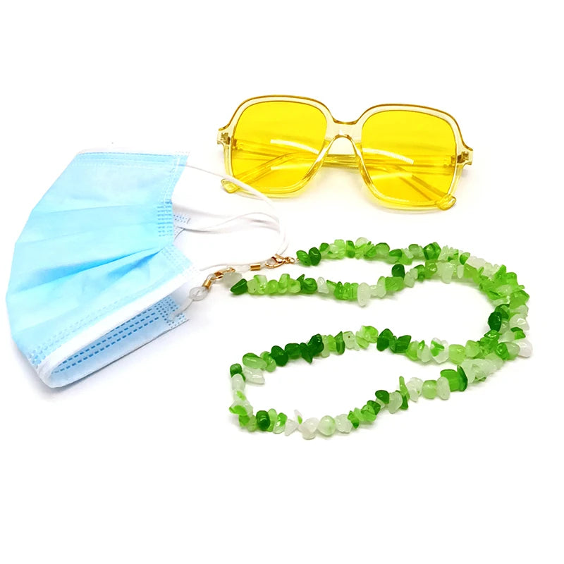 Sunglasses Holder Strap Women's Chain on the Neck 4mm Natural Stone Glasses Cord Men Lanyard 65cm Long