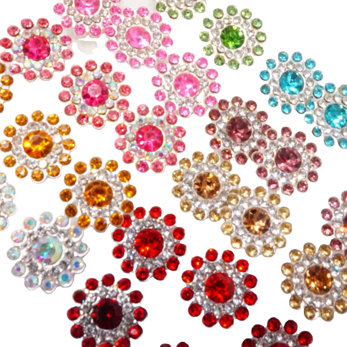Hot Selling 14mm Crystal Sunflower Inlaid Clothing Sewing Button Glass Drill Loose Rhinestone Chain Flat Nails Eco-Friendly