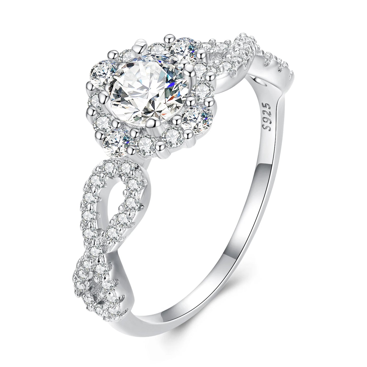 925 Sterling Silver Exquisite Zircon Finger Ring Eternal Love Ring for Women Engagement Fine Jewelry Silver Rings BSR352