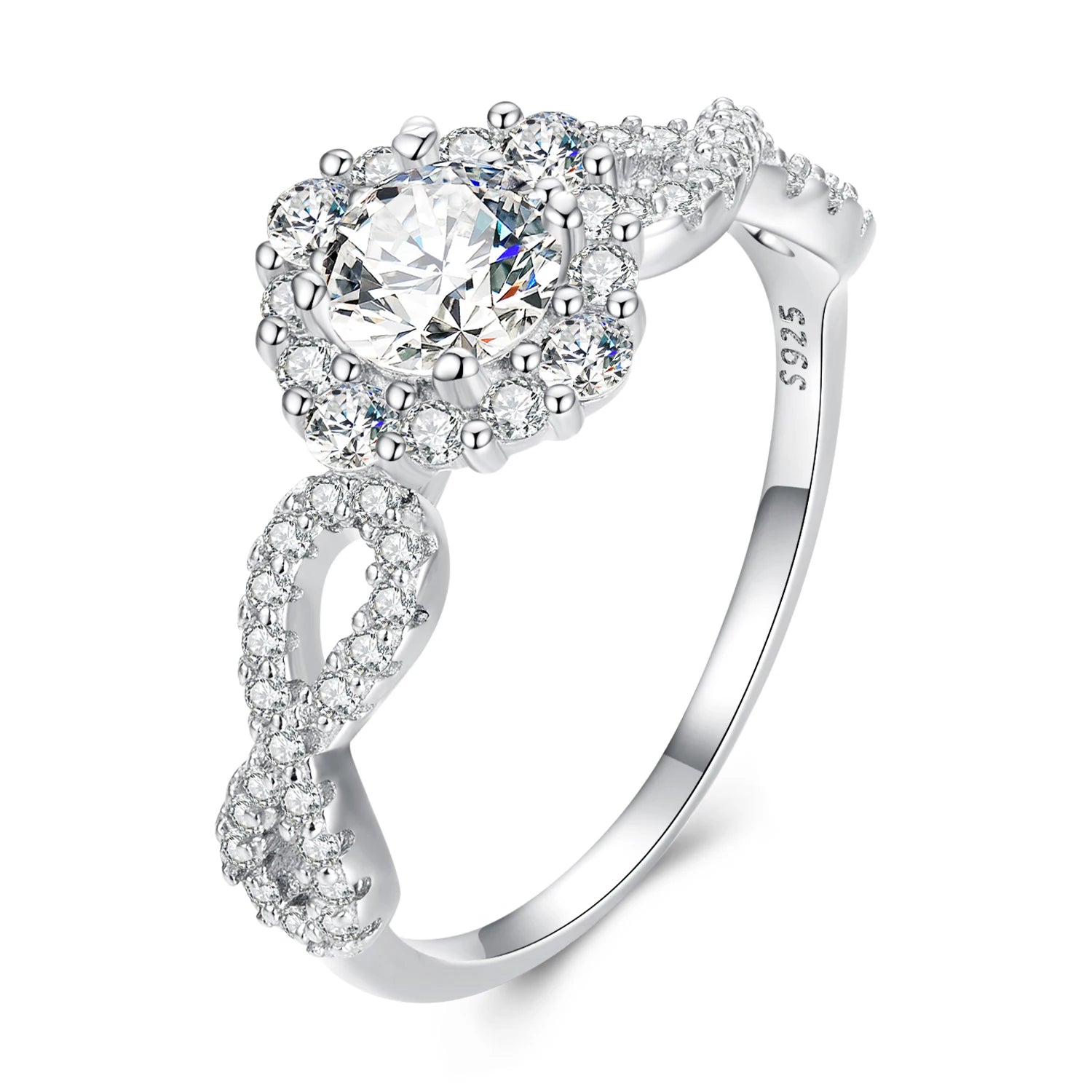 925 Sterling Silver Exquisite Zircon Finger Ring Eternal Love Ring for Women Engagement Fine Jewelry Silver Rings BSR352