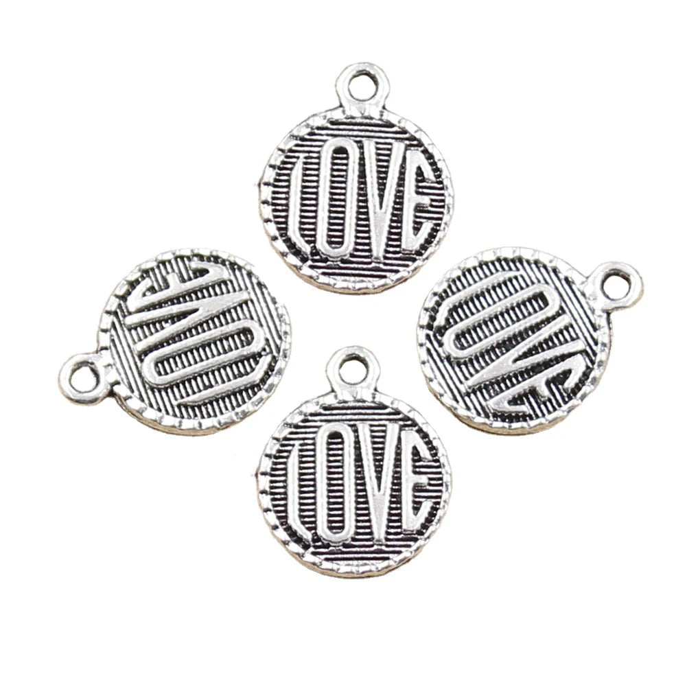 Charms Lettering love 18x15mm Tibetan Silver Color Pendants Antique Jewelry Making DIY Handmade Craft
