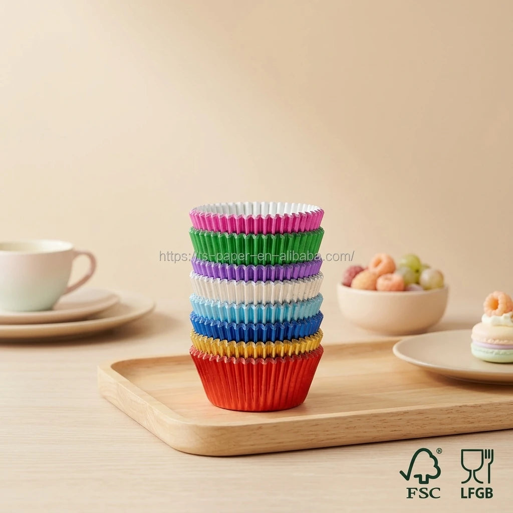 100pcs Green Color Round Shaped Aluminum Foil Paper Disposable Baking Cups & Cupcake Liners Bakeware