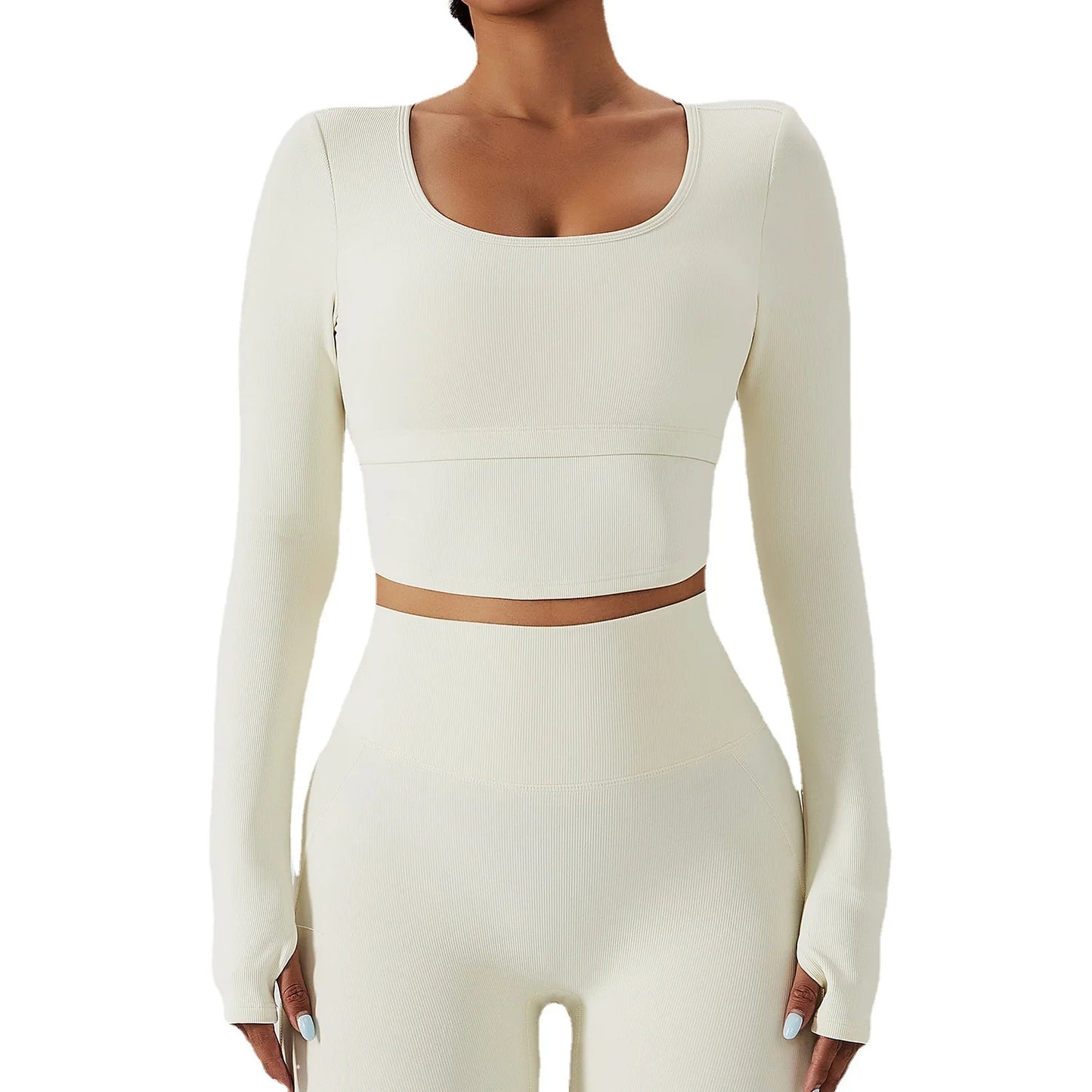 WholesaleTights Stretch T-shirt Long Sleeve Yoga Clothing Training Gym Running Sports Top for Women