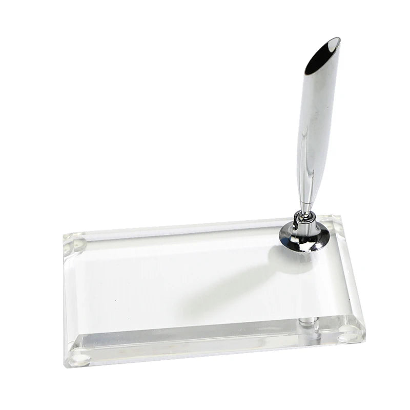 Quality Square Acrylic Pen Holder Transparent Single Pen Stand Base for Office Desk