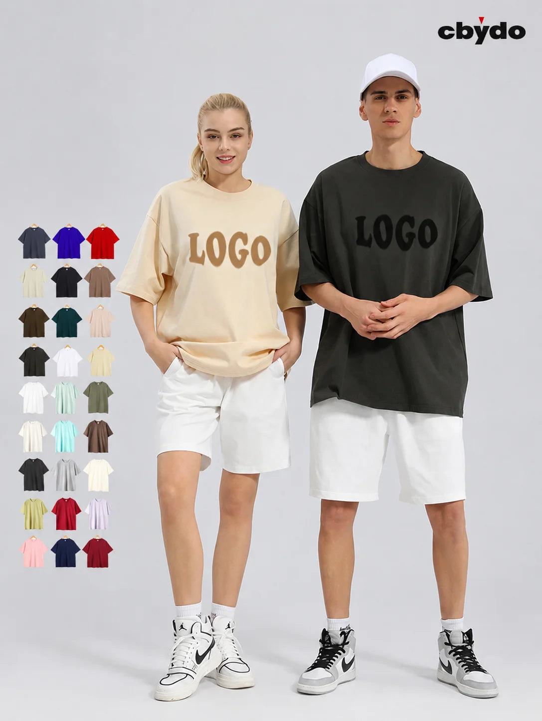 Cbydo OEM Tshirt Manufacturer Heavyweight 260g 100% Cotton Design logo t Shirts White Unisex Blank Oversized Mens Tshirts