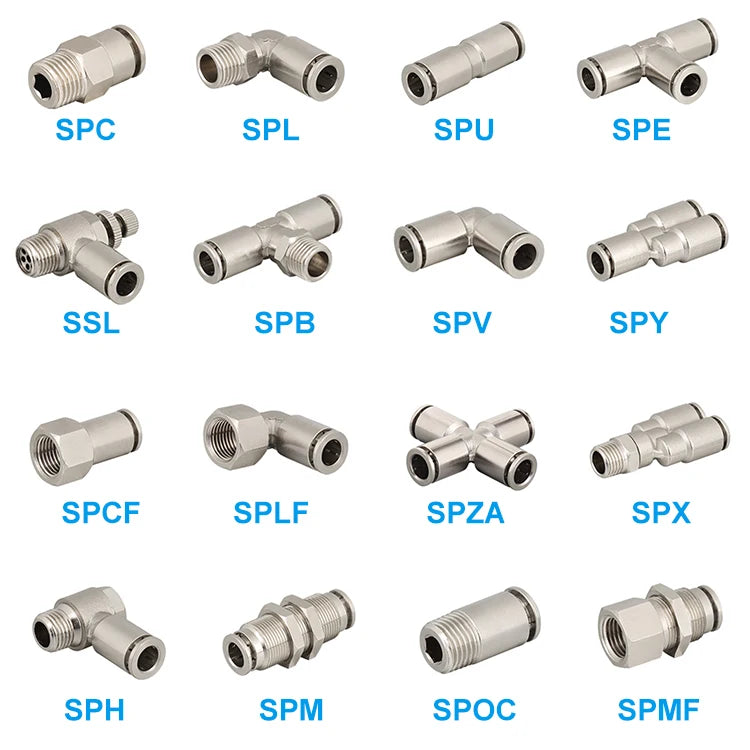SS304 Factory Quick Release Fitting Tube 4 6 8 10 12 14 16 BSP 1/8 1/4 3/8 1/2 Stainless Steel Pneumatic Quick Connector Join