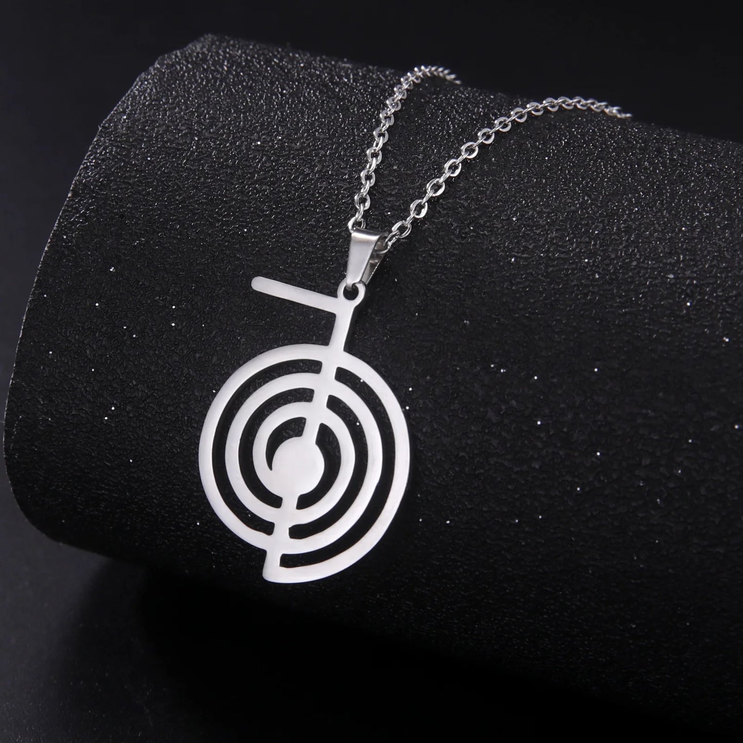 Reiki Cho Ku Rei Necklace for Women Healing Energy Yoga Power Pendant Sacred Geometry Stainless Steel Amulet Jewelry
