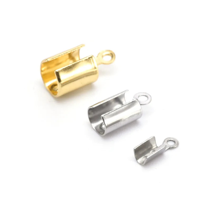 100 Pcs/Bag 316 Stainless Steel Connector End Clip Clasp for Rope Bracelet Jewelry Making Supplies Wholesale