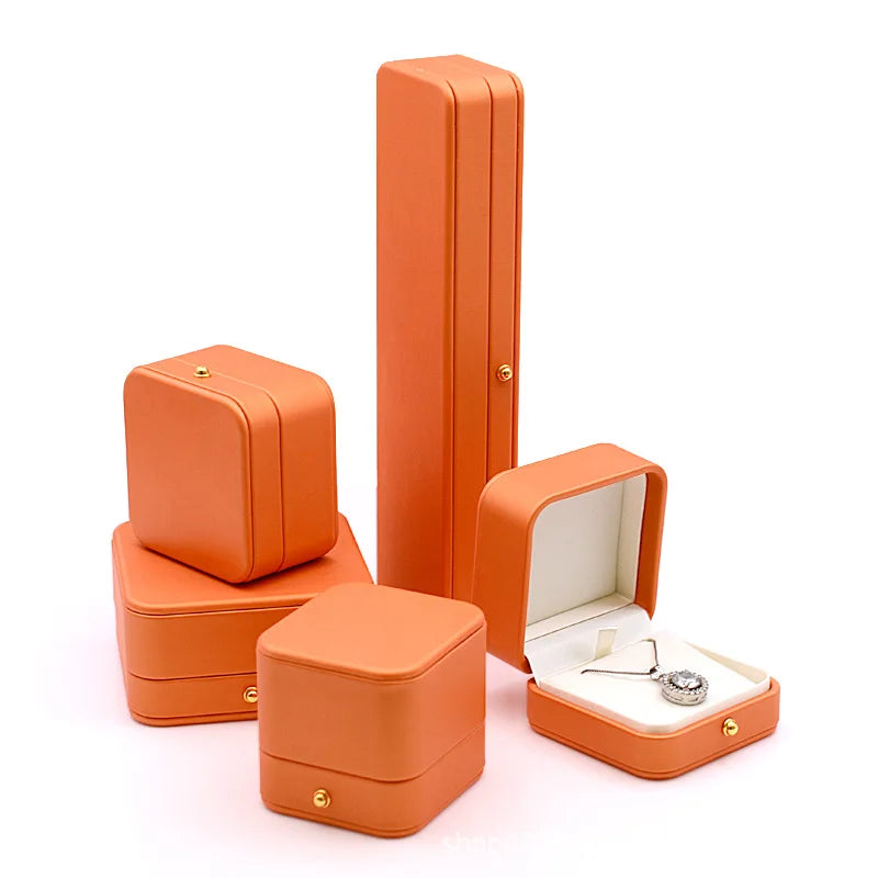 Customized Orange Ring Box Necklace Earrings Bracelets Jewelry Box Velvet Jewelry Pendant Ring Box