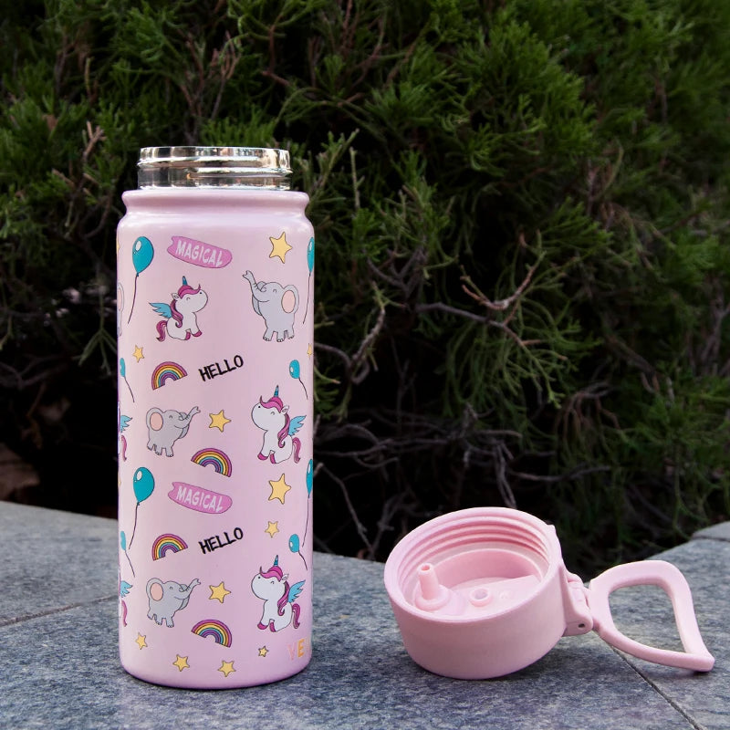 Kids Stainless Steel Sport Water Bottle BPA Free Customizable with Straw 12oz/350ml Thermal Insulation 12-24hrs