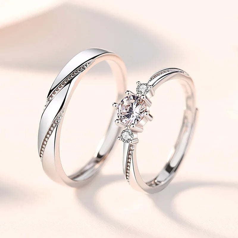 Valentines Gift 925 Sterling Silver Engagement Rings Luxury Wedding Ring Jewelry Cubic Zircon Couple Ring for Lover