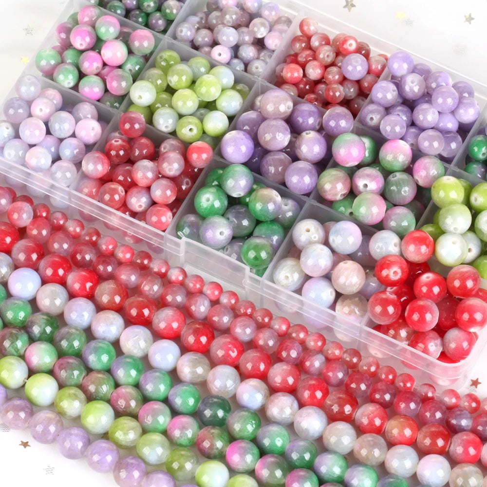 AsVrai U Factory Price Natural Stone Beads Two Color Jades Loose Beads Jewelry Making DIY Bracelet Necklace 6-10mm 15.5 Inche