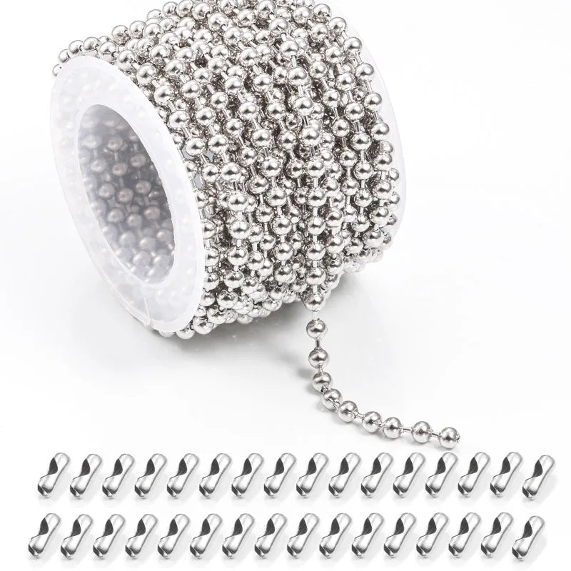 Wholesale Stainless Steel 3mm Ball Beaded Belt Chain Roll Spool 14K 18K Tarnish-Free Gold Silver Jewelry Making Accessories