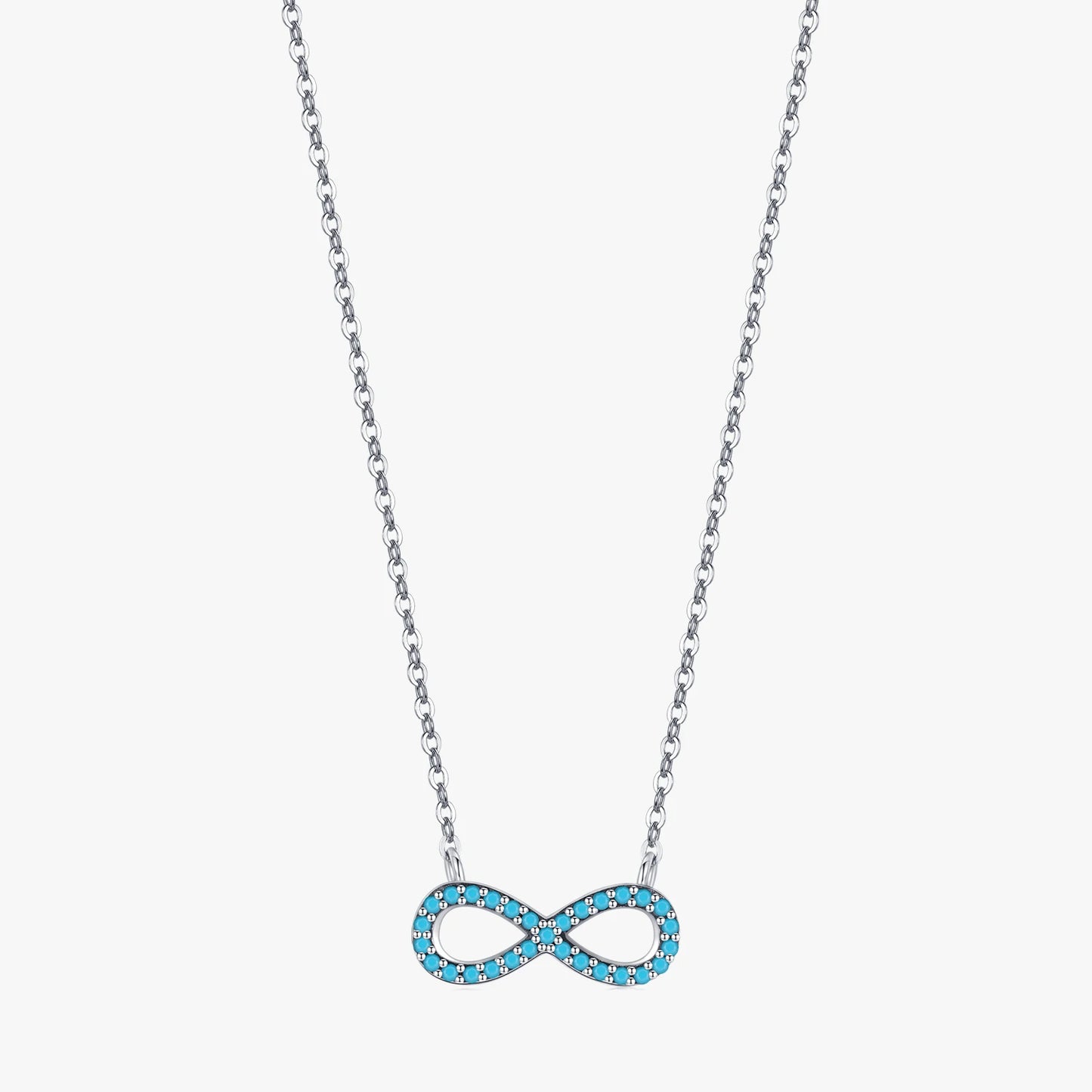925 Sterling Silver Natural Turquoise Romantic Infinite Love Pendant Necklace for Women Valentine's Day Gifts Jewelry