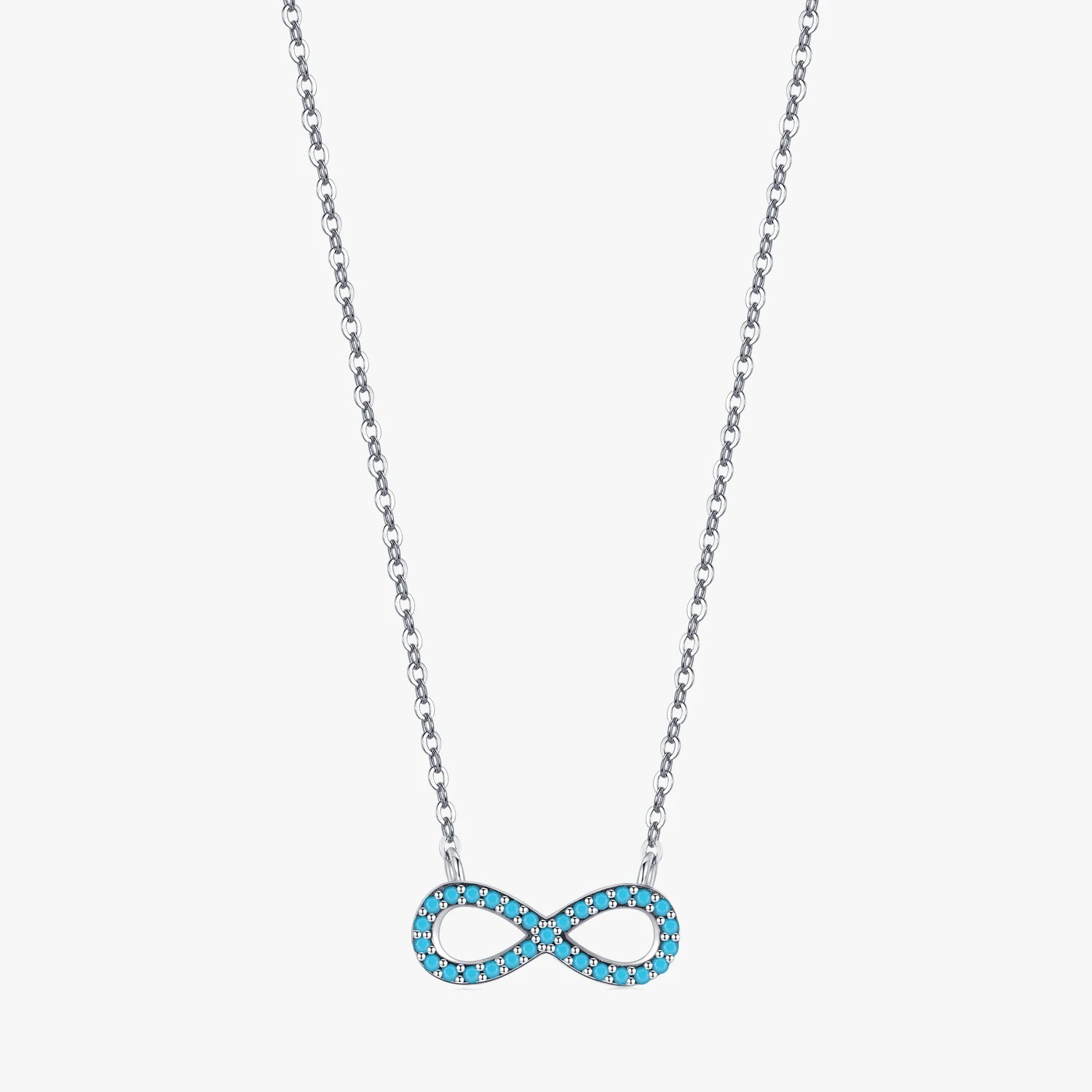 925 Sterling Silver Natural Turquoise Romantic Infinite Love Pendant Necklace for Women Valentine's Day Gifts Jewelry