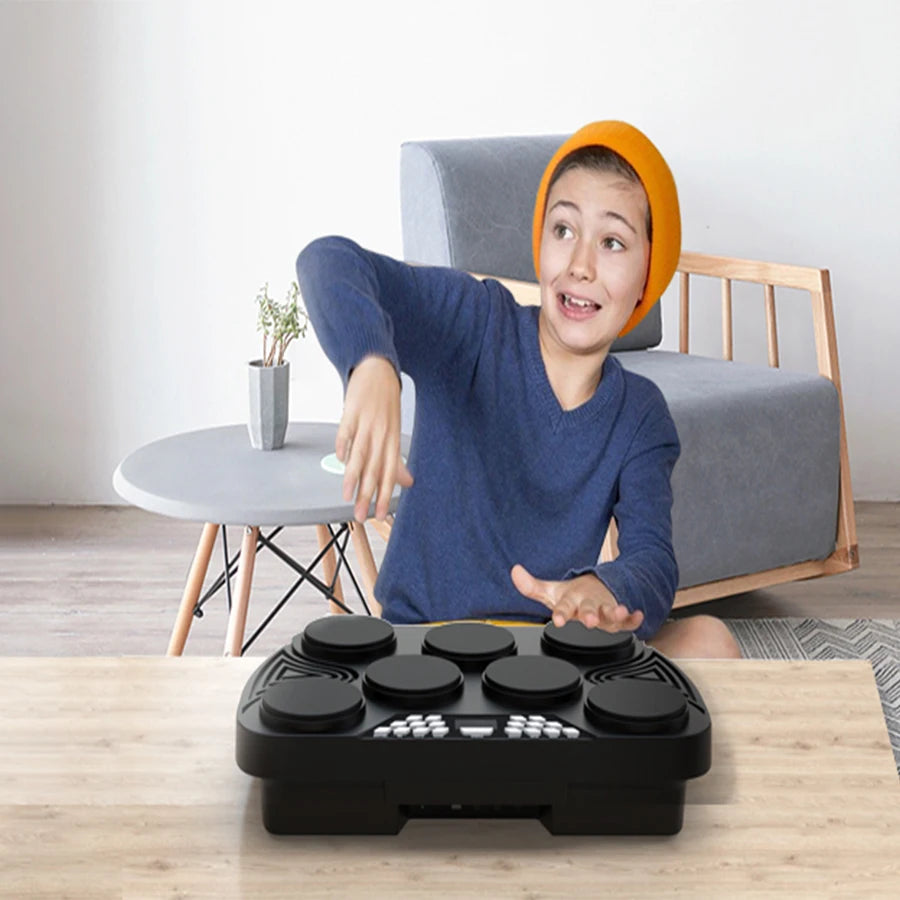 Konix Velocity-sensitive Drum Kit Built-in Speaker Rechargeable With 30 Demo Songs 16 Tones Electronic Drum Set for Children 