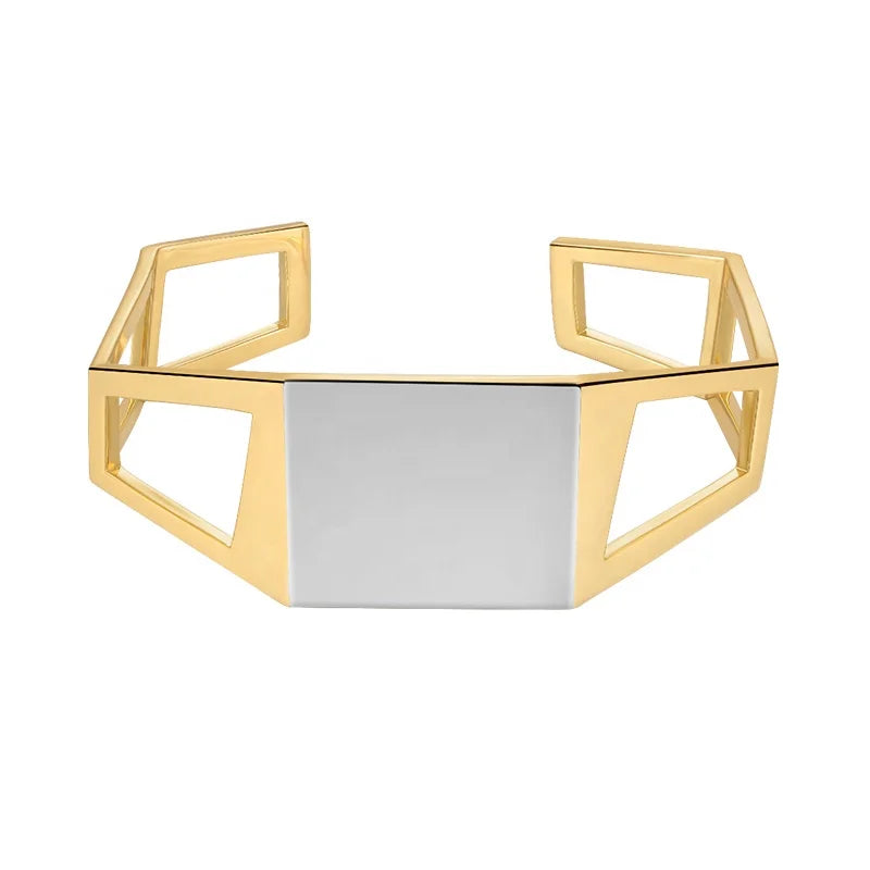Original Design 18K Gold Plated Brass Jewelry New in 3D Meteorite Hollow Open Bracelet Femme Fashion Hop-Hip Bracelets B22230