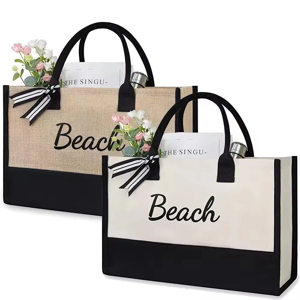 Hot Selling Canvas Tote Bag with Custom Logo Large Jlaminationed Wedding Gift Travel Beach Bag for Daily Use Custom Printing