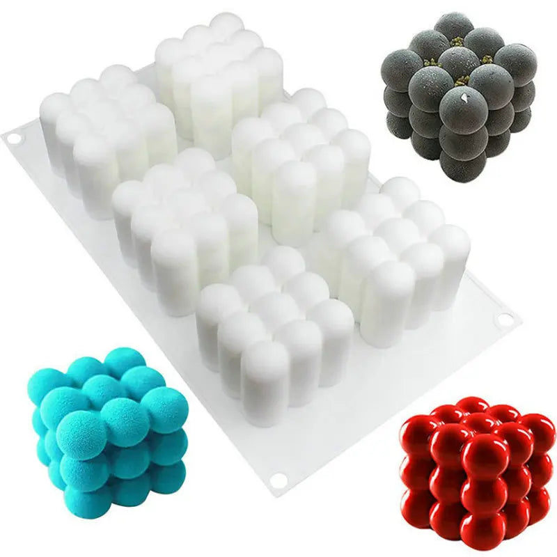 1pcs White Silicone Cube Candle Mold 3D Number Shape for Homemade Soap Fondant Cake Fondant Making Supplies with Opp Bag