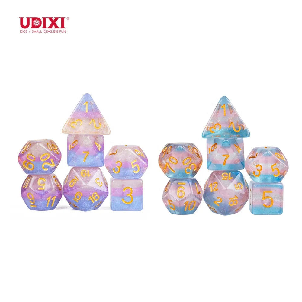 For Udixi Customizable Logo RPG Dungeons and Dragons Game Set Multilayer Plastic Polyhedral Resin Dice