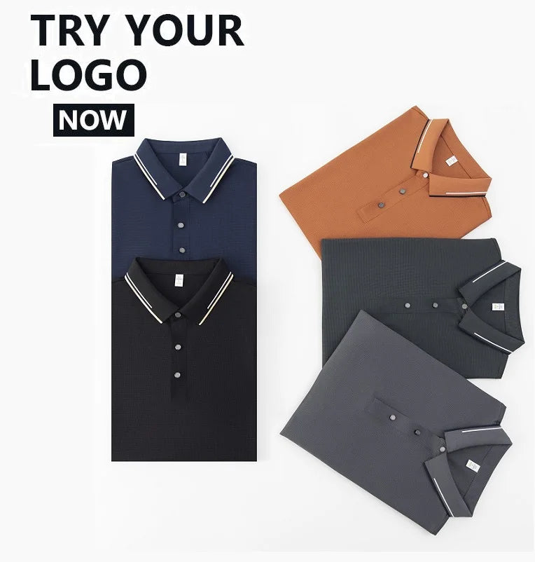 Stock Men's Cooling Fabric Polo Shirts Custom Corporate Workwear Men's Printed Polo Shirts.custom logo polo shirt