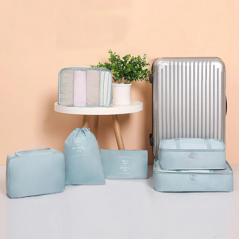 High Quality 6-Piece Waterproof Laundry Twill Travel Packing Cubes Set New Arrival Hot Selling Organizer Bags Made Polyester