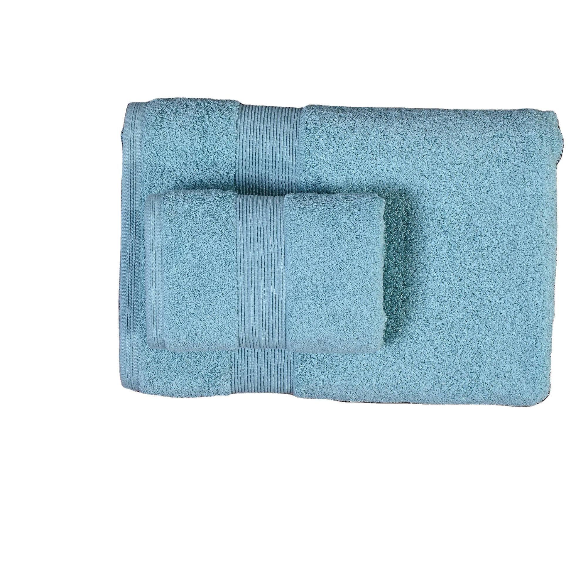 Wholesale Custom Logo Cotton Plaid Hotel Bath Towels Blue Set Luxury High Quality Hypoallergenic