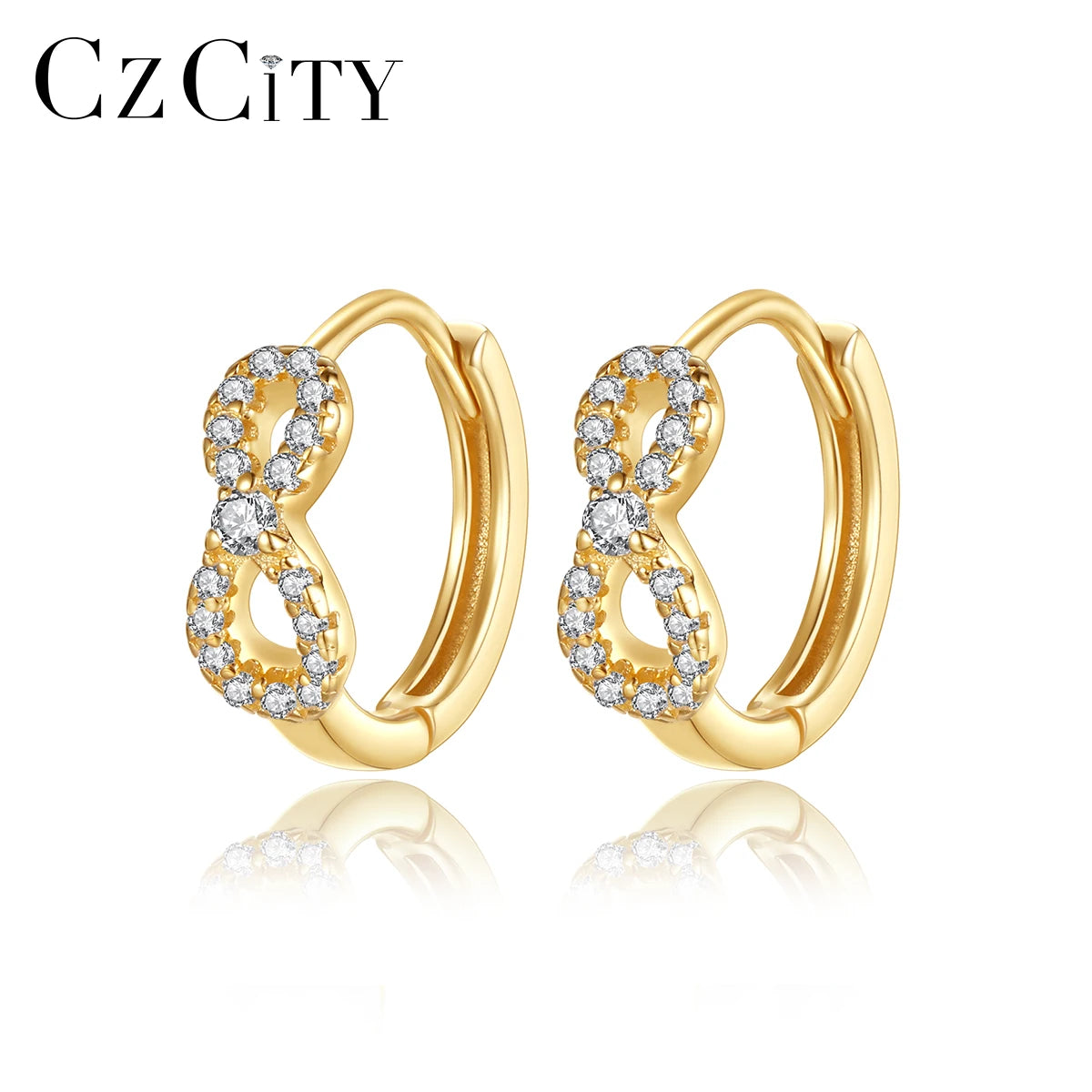 CZCITY Small Earing Geometric Charm Zircon Korean Fashion Huggie Trending Jewelry 925 Clip on Earrings