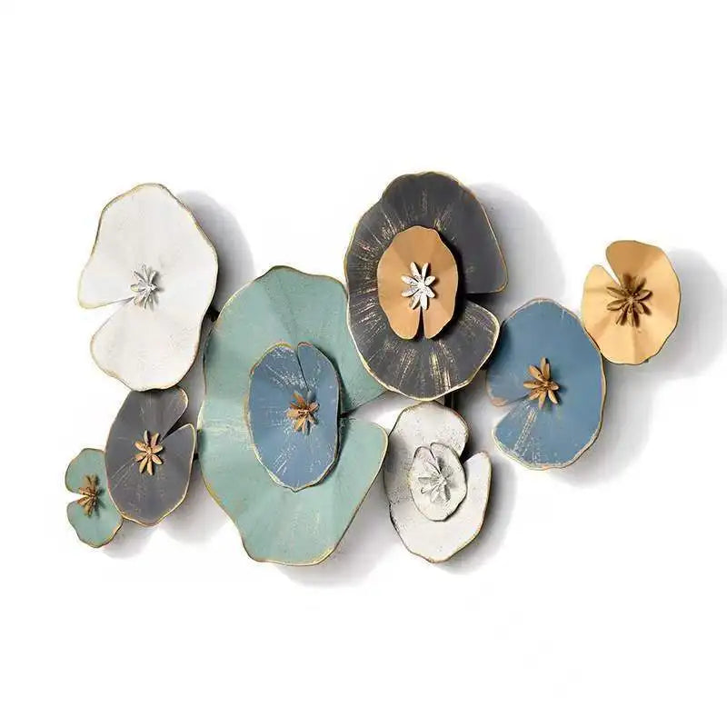 120X60cm European New Blue Gold Round Petal Wall Decoration Room Dining Room Porch Wall Decoration