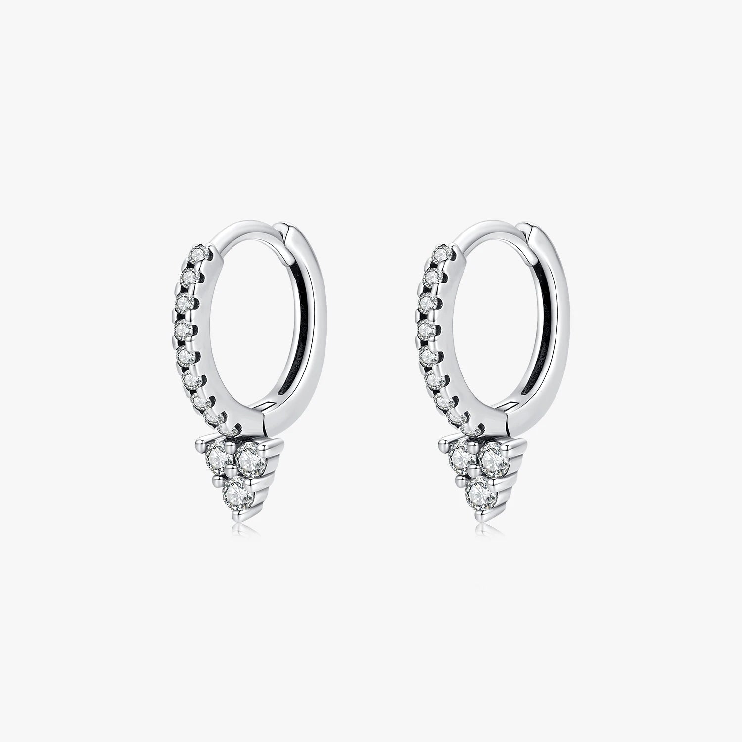 Vintage 925 Sterling Silver Geometric Clear CZ Ear Buckles Simple Style Fashion Hoop Earrings for Women Fine Jewelry Gift