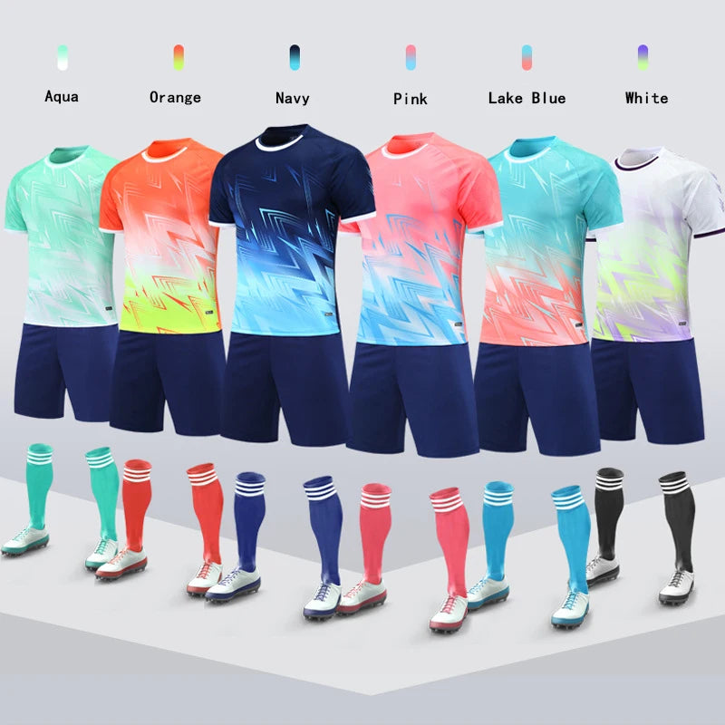 Wholesale Custom Short Sleeves Football Jersey Set Men Football Uniforms Soccer Training Suits for Men