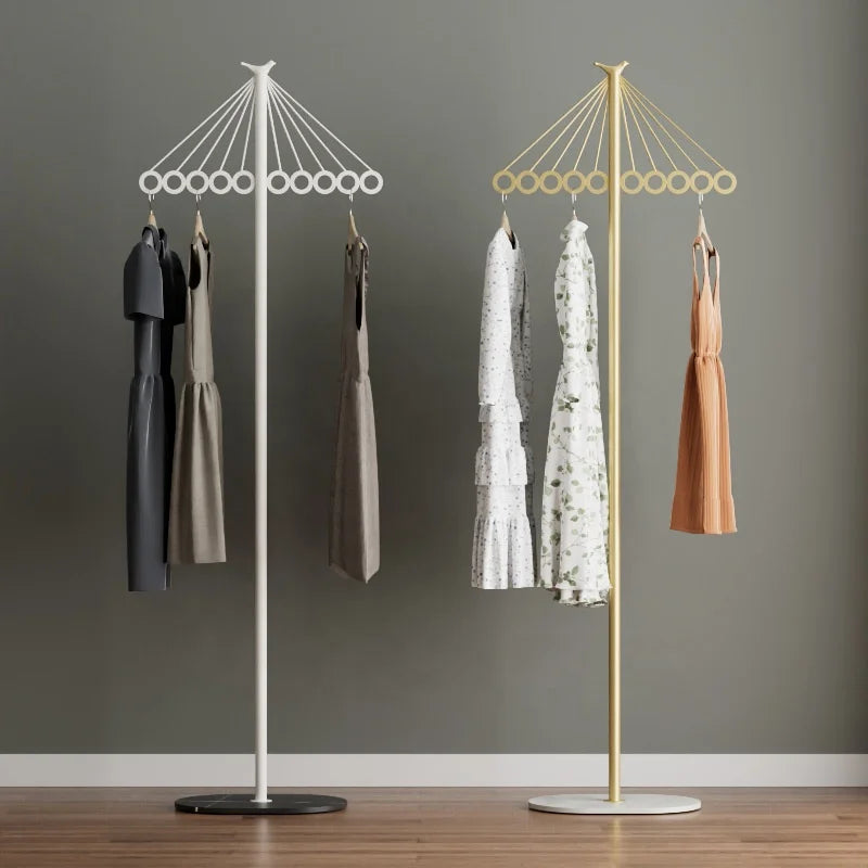 Coat Rack Freestanding Metal Clothes Rack with  Stone Base Modern Clothing Stand with 10 Hooks for Entryway Bedroom