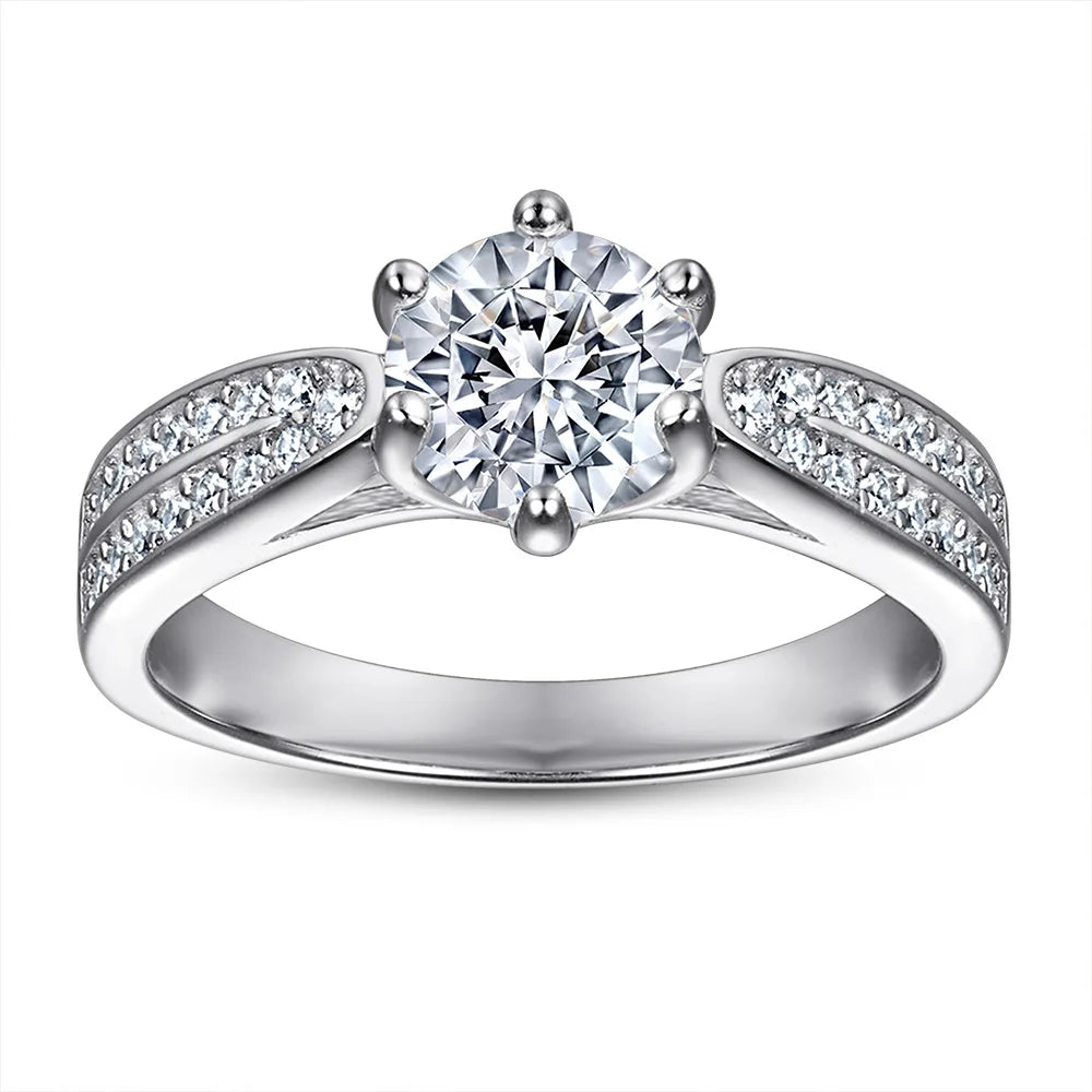 925 Sterling Silver Ring Super Flash Zircon Crown Six Claws Ladies Ring Proposal Engagement Ring Jewelry