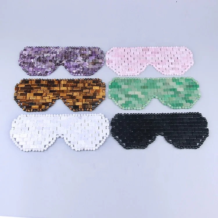 New Round Ice Therapy Pink Jade Eyemask Ice Eye Mask for Sleep Healing Stone Eye Mask White Jade Amethyst Rose Quartz Eye Mas