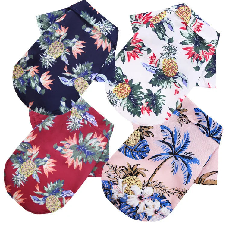 Hawaiian Shirts for Dogs Factory Direct Sale Hawaii Holiday Sandy Beach Print Yorkie Dog Summer T Shirt Cat Clothes