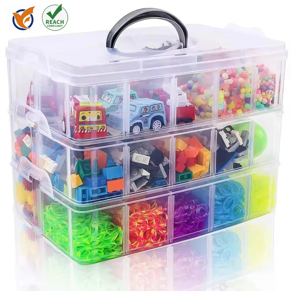 Toy Organizer Stackable with 30 Compartments Plastic Box for Arts and Crafts Fuse Beads Container Box