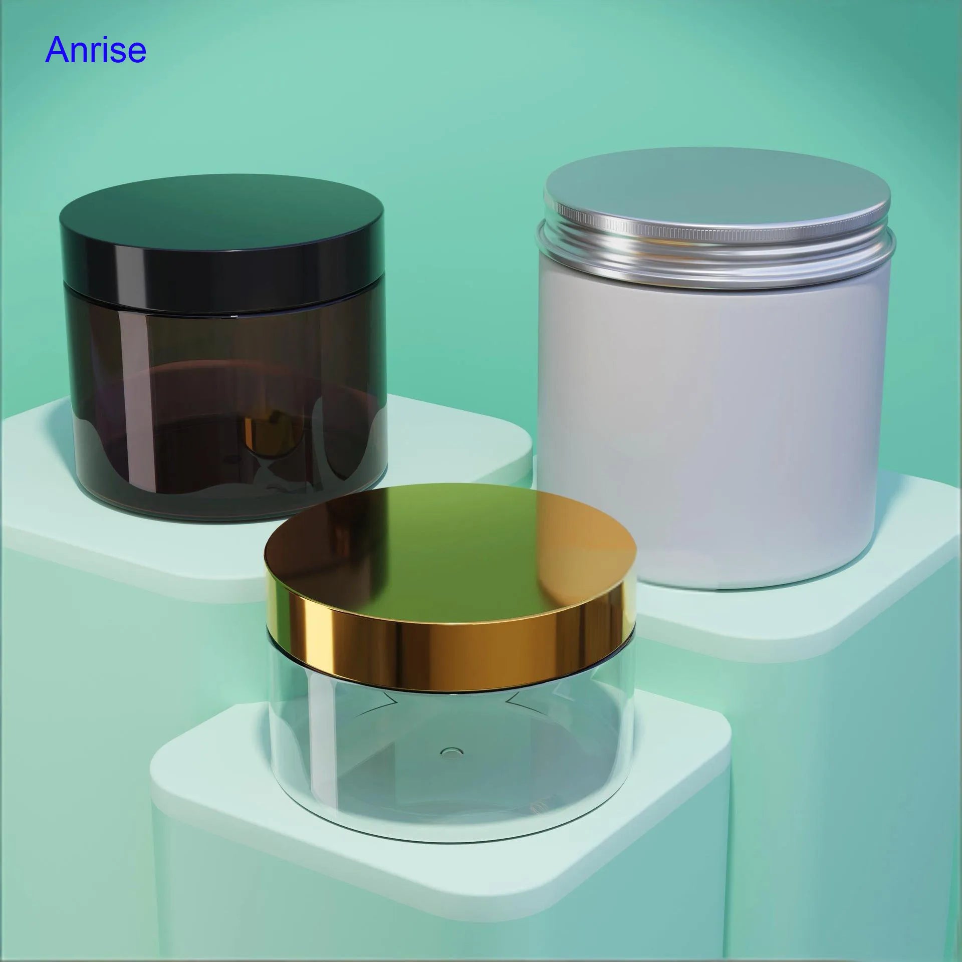 100ml 120ml 150ml 200ml 250ml 300ml 400ml 500ml Clear Amber White PET Plastic Wide Mouth Jar With Aluminum Plastic Screw Lids