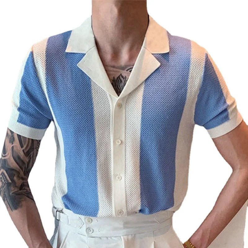 Turn-Down Collar White Blue Short Sleeve Golf Polo Shirts Clothing for Men Wholesale